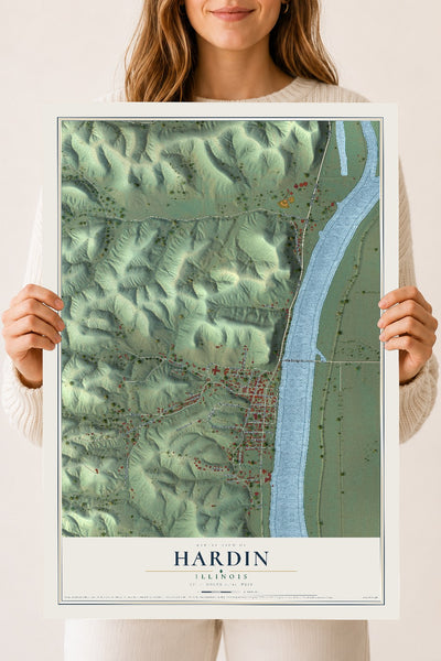 Map of Hardin, Illinois, 18 x 24 inch unframed archival matte print