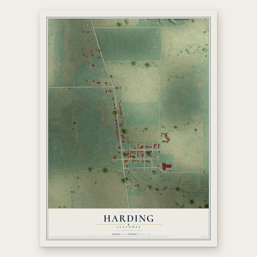 Harding, Illinois map print, the full design
