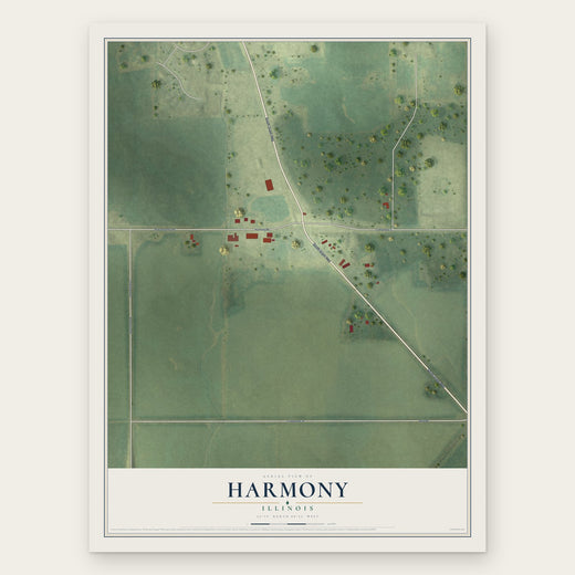 Harmony, Illinois map print, the full design
