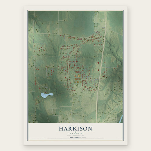 Harrison, Illinois map print, the full design