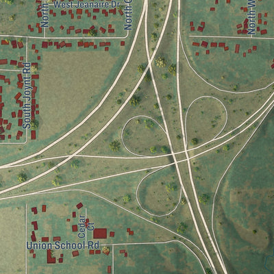 Close-up of the map of Harristown, Illinois print showing street and building detail