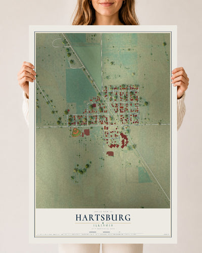 Map of Hartsburg, Illinois, 24 x 36 inch unframed archival matte print