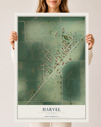 Map of Harvel, Illinois, 24 x 36 inch unframed archival matte print
