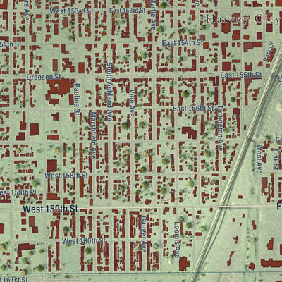 Close-up of the map of Harvey, Illinois print showing street and building detail