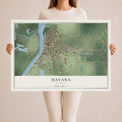 Map of Havana, Illinois, 24 x 36 inch unframed archival matte print