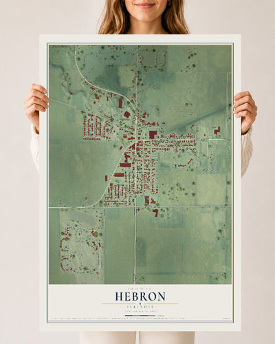 Map of Hebron, Illinois, 24 x 36 inch unframed archival matte print