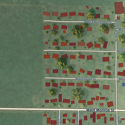 Second close-up of the map of Hecker, Illinois print showing more streets and buildings