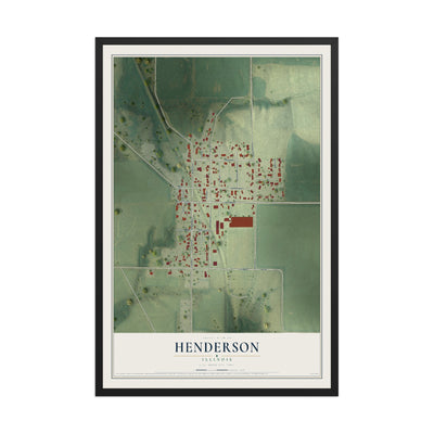 Map of Henderson, Illinois, 12 x 18 inch print in a black wood frame