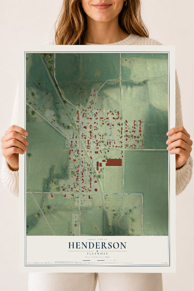 Map of Henderson, Illinois, 18 x 24 inch unframed archival matte print