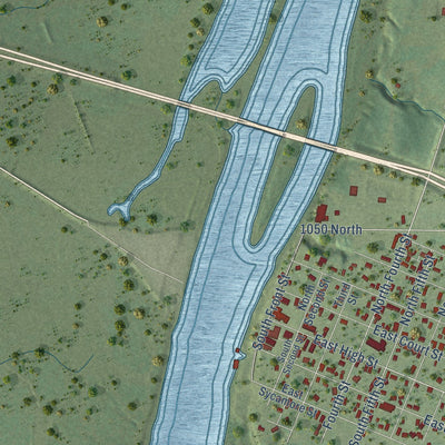 Close-up of the map of Hennepin, Illinois print showing street and building detail