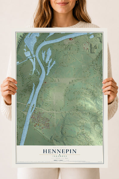 Map of Hennepin, Illinois, 18 x 24 inch unframed archival matte print