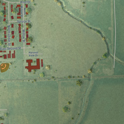 Second close-up of the map of Herscher, Illinois print showing more streets and buildings