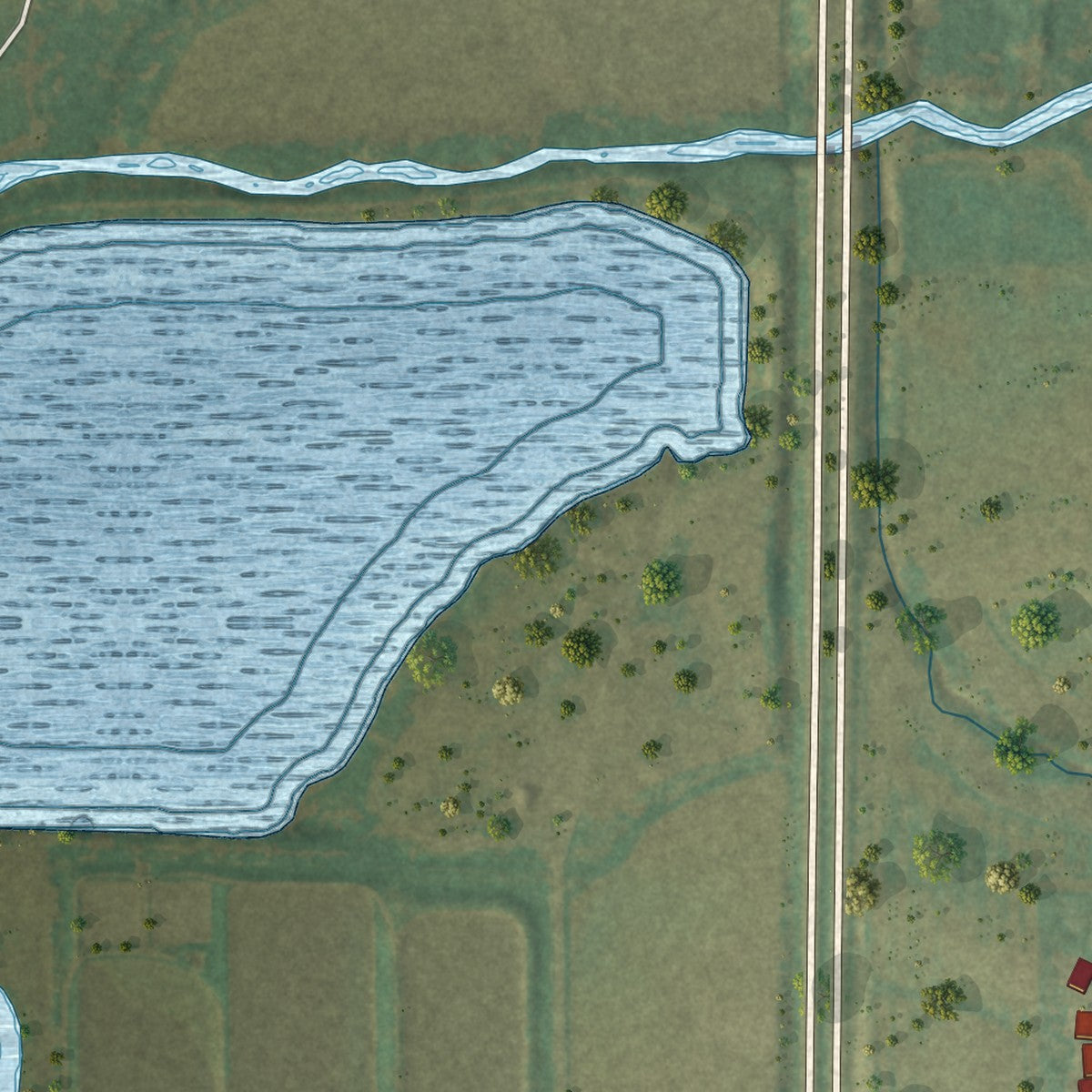 Second close-up of the map of Heyworth, Illinois print showing more streets and buildings