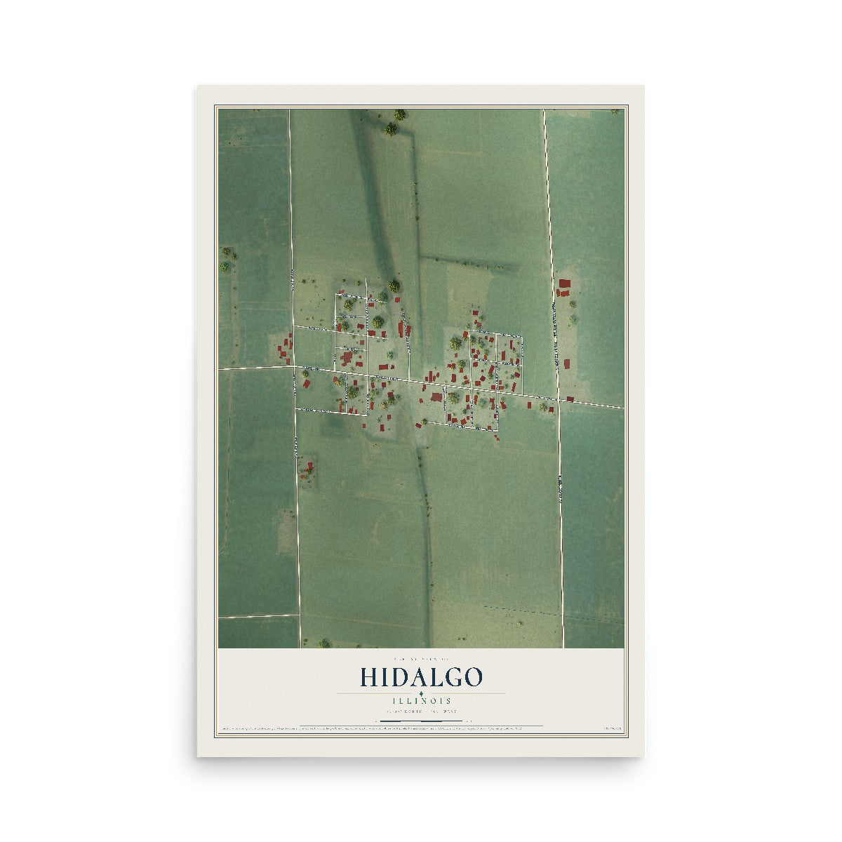 Map of Hidalgo, Illinois, 12 x 18 inch unframed archival matte print