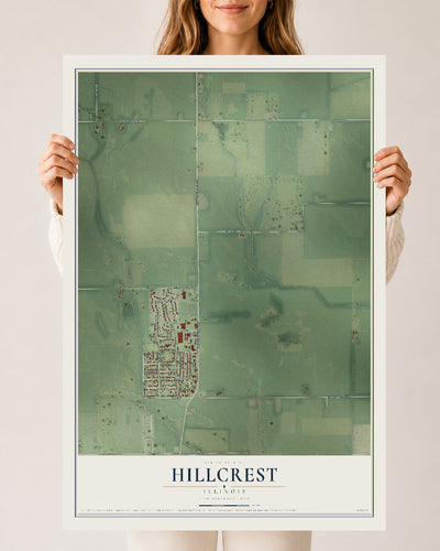 Map of Hillcrest, Illinois, 24 x 36 inch unframed archival matte print