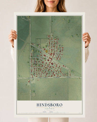 Map of Hindsboro, Illinois, 24 x 36 inch unframed archival matte print