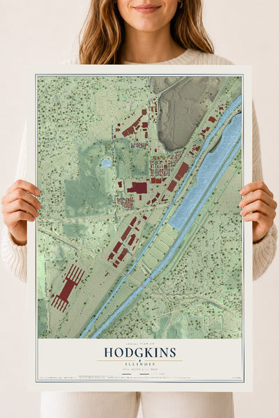 Map of Hodgkins, Illinois, 18 x 24 inch unframed archival matte print