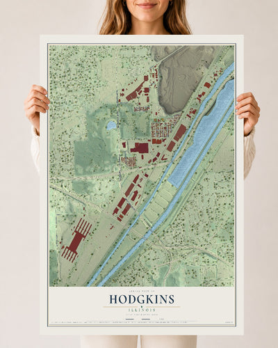 Map of Hodgkins, Illinois, 24 x 36 inch unframed archival matte print