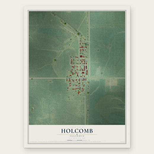 Holcomb, Illinois map print, the full design
