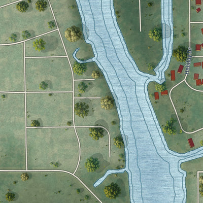 Second close-up of the map of Holiday Hills, Illinois print showing more streets and buildings