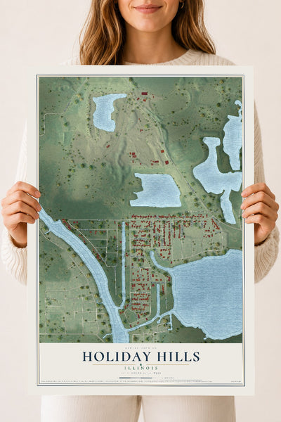 Map of Holiday Hills, Illinois, 18 x 24 inch unframed archival matte print