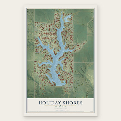 Holiday Shores, Illinois map print, the full design