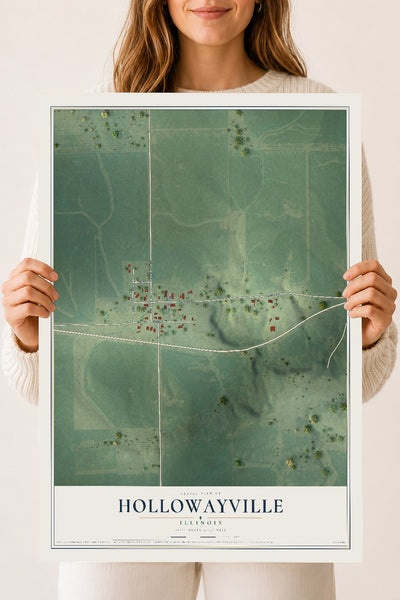 Map of Hollowayville, Illinois, 18 x 24 inch unframed archival matte print