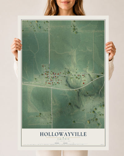 Map of Hollowayville, Illinois, 24 x 36 inch unframed archival matte print