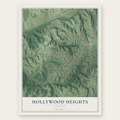 Hollywood Heights, Illinois map print, the full design
