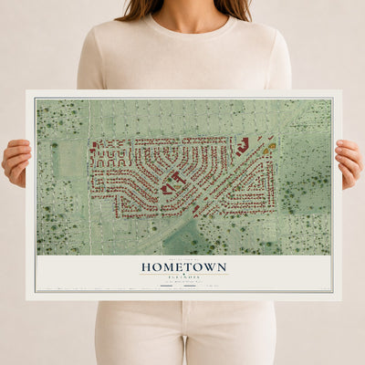 Map of Hometown, Illinois, 12 x 18 inch unframed archival matte print