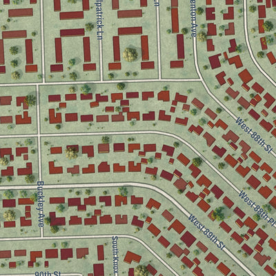 Close-up of the map of Hometown, Illinois print showing street and building detail