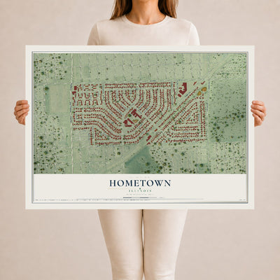 Map of Hometown, Illinois, 24 x 36 inch unframed archival matte print