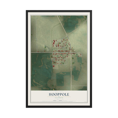 Map of Hooppole, Illinois, 12 x 18 inch print in a black wood frame