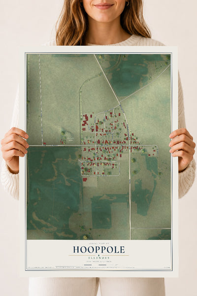 Map of Hooppole, Illinois, 18 x 24 inch unframed archival matte print