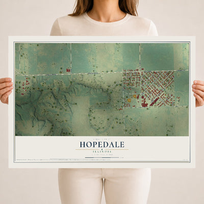 Map of Hopedale, Illinois, 18 x 24 inch unframed archival matte print