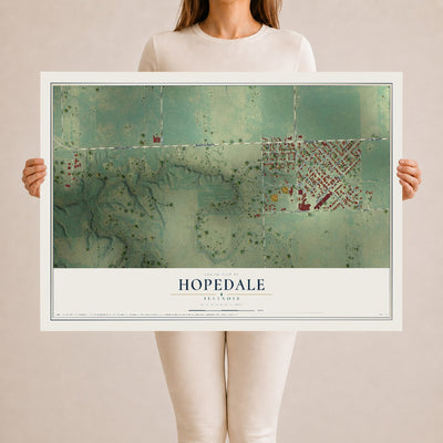 Map of Hopedale, Illinois, 24 x 36 inch unframed archival matte print