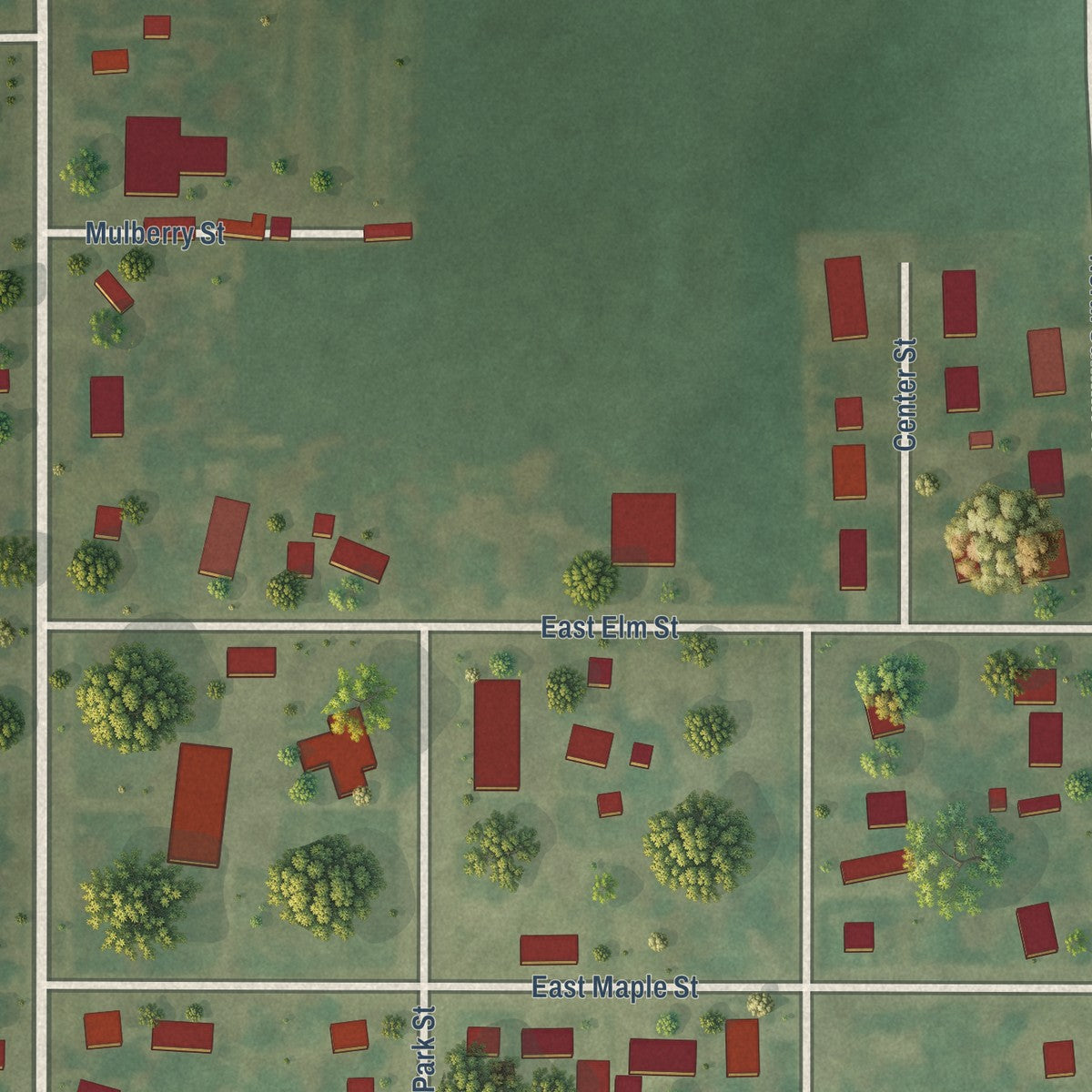 Second close-up of the map of Hoyleton, Illinois print showing more streets and buildings