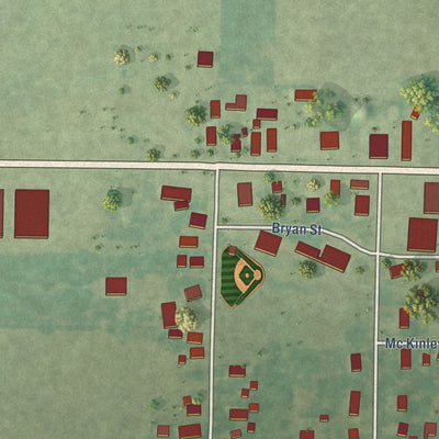 Second close-up of the map of Hull, Illinois print showing more streets and buildings