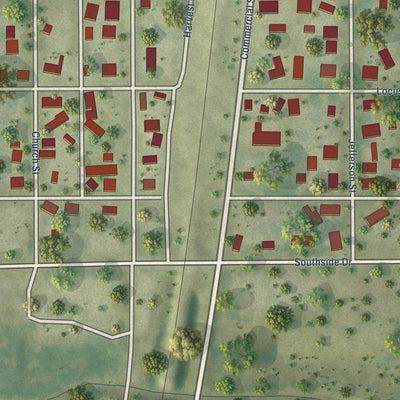 Close-up of the map of Humboldt, Illinois print showing street and building detail