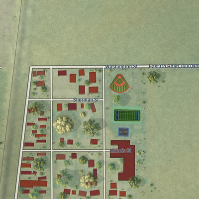 Second close-up of the map of Humboldt, Illinois print showing more streets and buildings