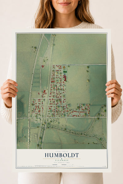 Map of Humboldt, Illinois, 18 x 24 inch unframed archival matte print