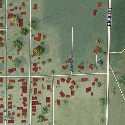 Second close-up of the map of Hurst, Illinois print showing more streets and buildings