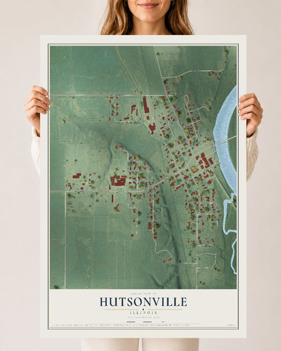 Map of Hutsonville, Illinois, 24 x 36 inch unframed archival matte print