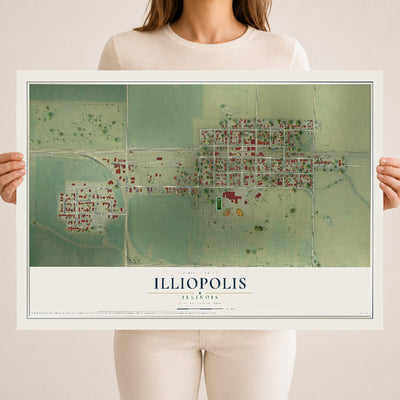 Map of Illiopolis, Illinois, 18 x 24 inch unframed archival matte print