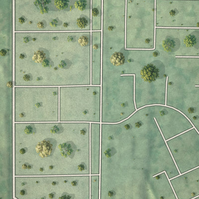 Second close-up of the map of Indian Creek, Illinois print showing more streets and buildings