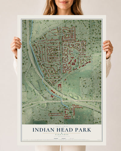 Map of Indian Head Park, Illinois, 24 x 36 inch unframed archival matte print