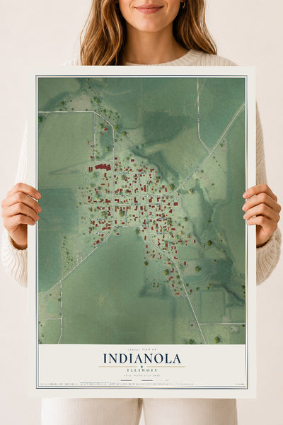 Map of Indianola, Illinois, 18 x 24 inch unframed archival matte print