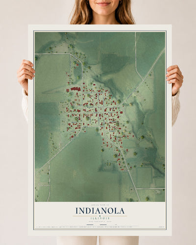Map of Indianola, Illinois, 24 x 36 inch unframed archival matte print