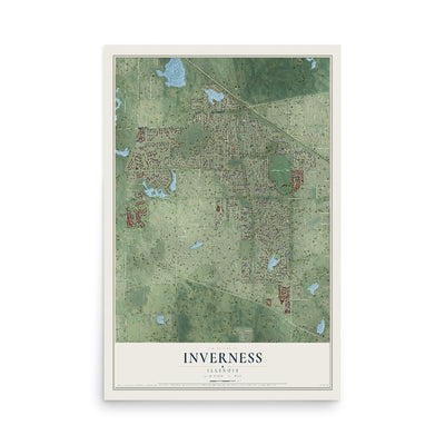 Map of Inverness, Illinois, 12 x 18 inch unframed archival matte print