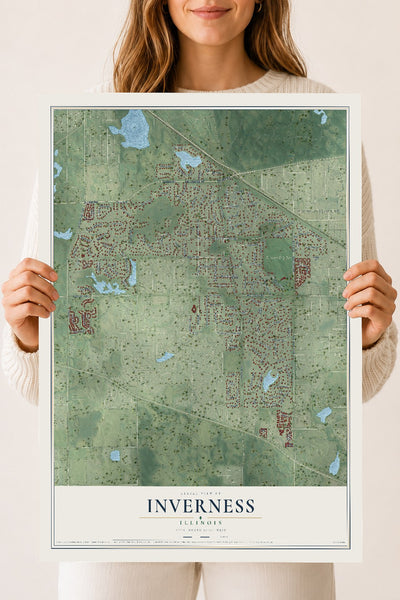 Map of Inverness, Illinois, 18 x 24 inch unframed archival matte print